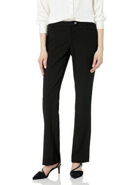 Calvin Klein Women's Jet Black Classic Fit Flare Straight Leg Lux Suit Pants